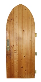 Neo Gothic style peak top door with bronze plate