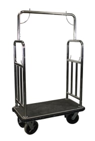 Hotel rolling luggage cart in stainless steel