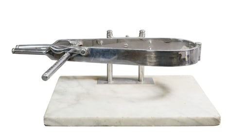 French ham holder in stainless steel  mounted on marble