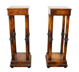 Pair of burled wood pedestals