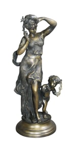 Art Nouveau style bronze statue depicting Venus and Cupid