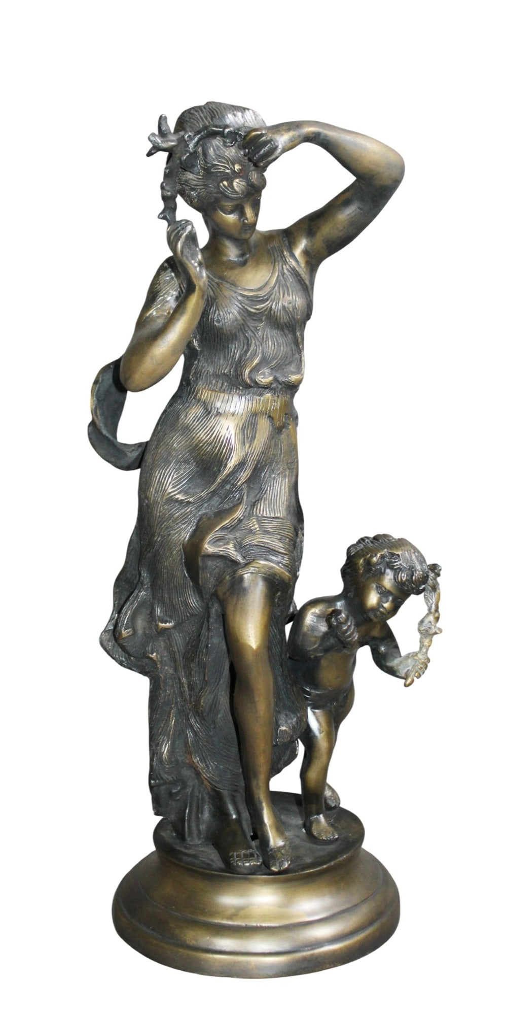 Art Nouveau style bronze statue depicting Venus and Cupid (1 of 6)
