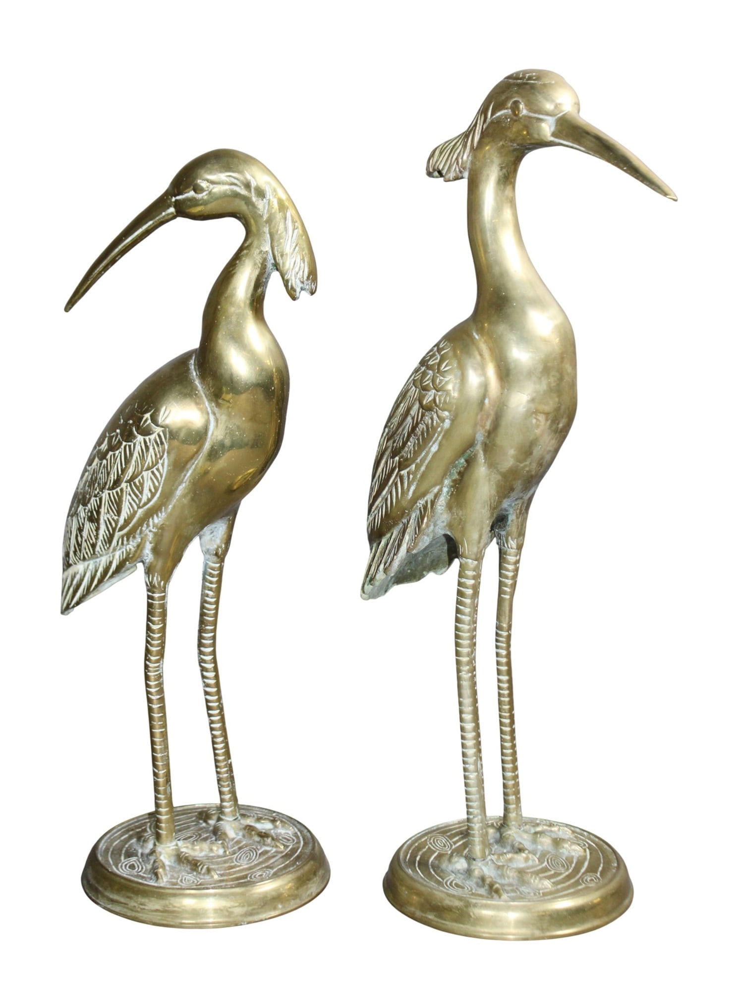 Pair of polished brass crane statues (1 of 7)
