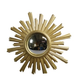 French cast gilt sunburst mirror with convex glass