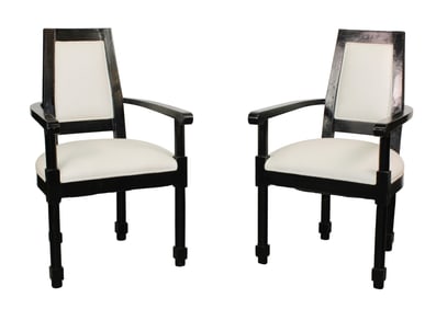 Pair of Art Deco ebonized armchairs