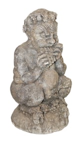 Cast garden stone statue depicting Pan