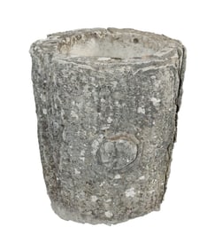 Faux bois cast concrete naturalistic tree trunk garden planter