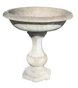 Oversize cast garden stone pedestal base birdbath