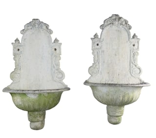Pair of wall mount cast aluminum jardinieres