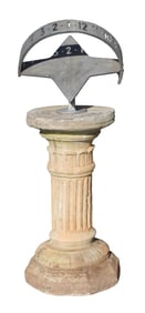 Aluminum sundial with star on fluted cast pedestal base