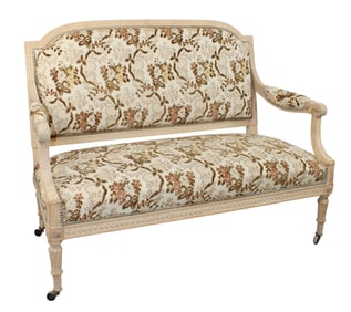 French Louis XVI style settee in bleached finish
