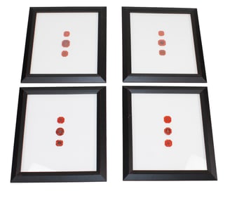 Lot of 4 wax seals framed