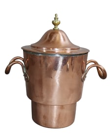 French copper 'bain marie'  lidded double handled pot