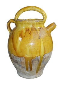French slip glazed terra cotta cruche pitcher