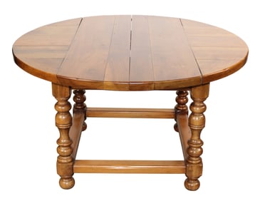 French plank top maple round table with 1 leaf