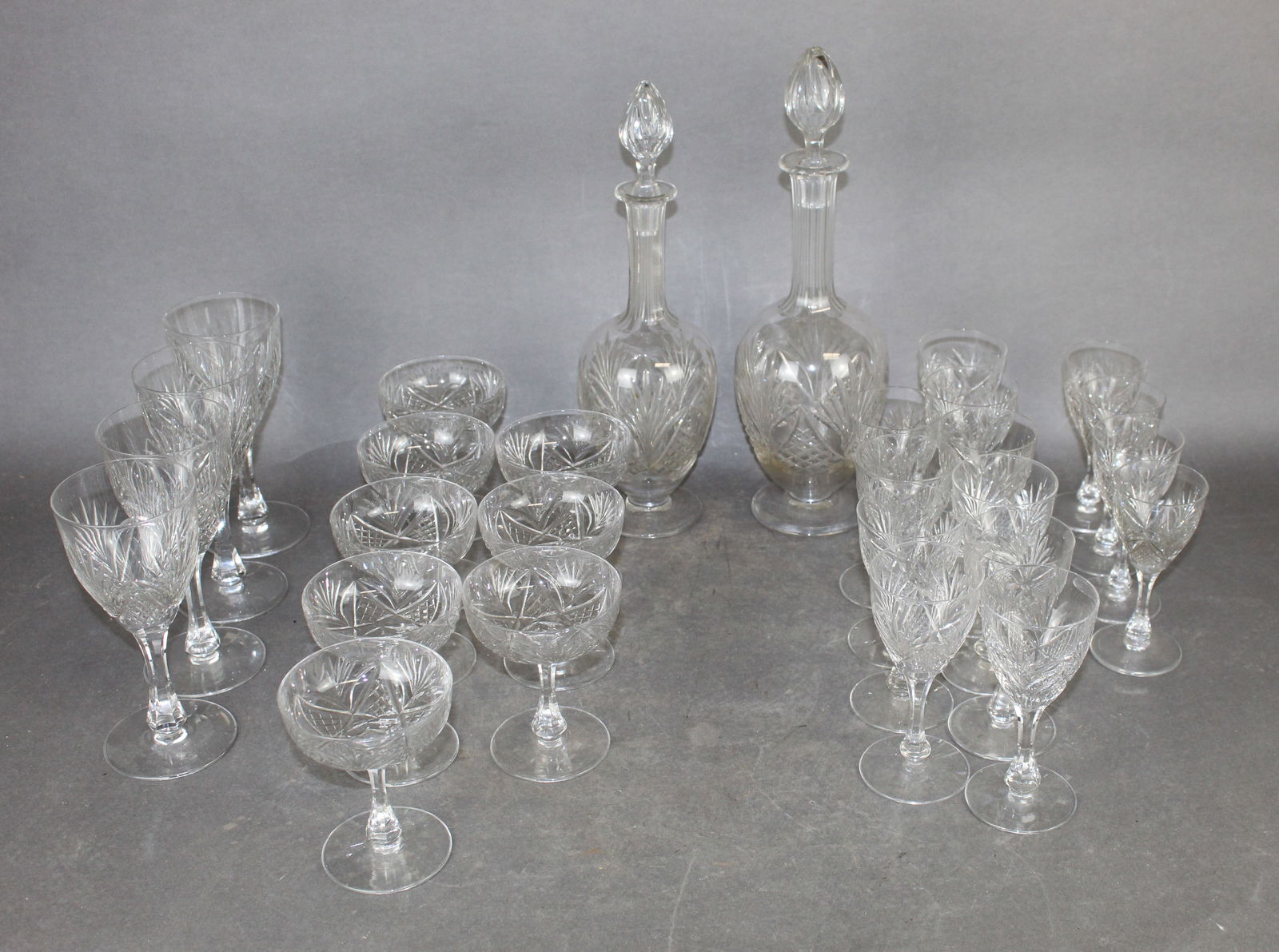 Lot of 26pcs French Saint Louis crystal stemware and 2 decanters (1 of 8)