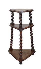 French corner etagere with barley twist columns