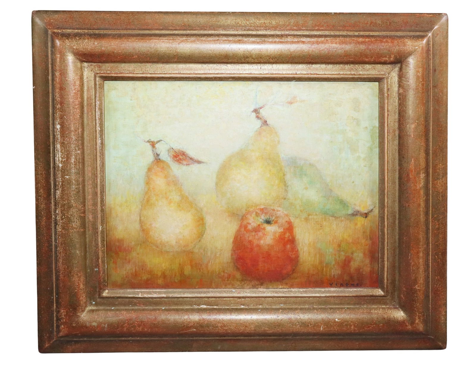 French Jean Louis Vergne oil on canvas painting still life with apples and pears (1 of 5)