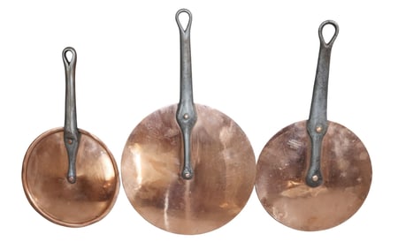 Lot of 3 French copper pot lids