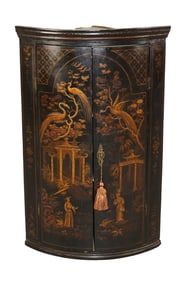 Chinoiserie painted hanging corner cabinet
