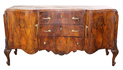 Italian Art Deco burl walnut sideboard