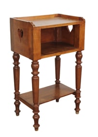 French Provincial side table in cherry with heart cut out