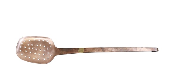 French copper slotted spoon