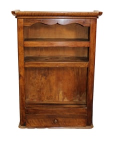 French wall hanging etagere with shelves and a drawer at the bottom