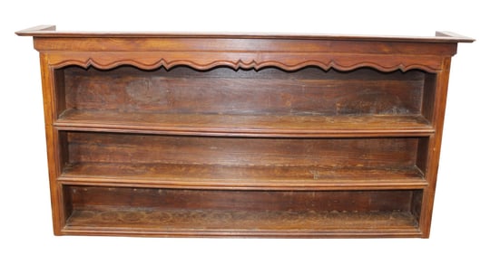 French Provincial wall mounted open shelf with scalloped edge