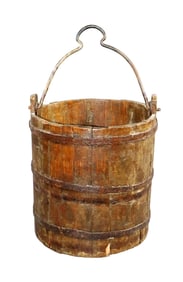Primitive wood and iron water bucket