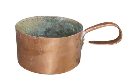French copper pot with rolled copper handle