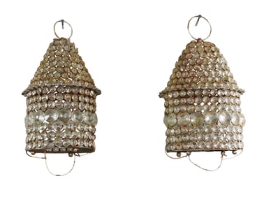 Lot of 2 wire and beaded hanging lanterns