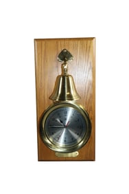 Bey-Berk ships bell clock mounted on oak board