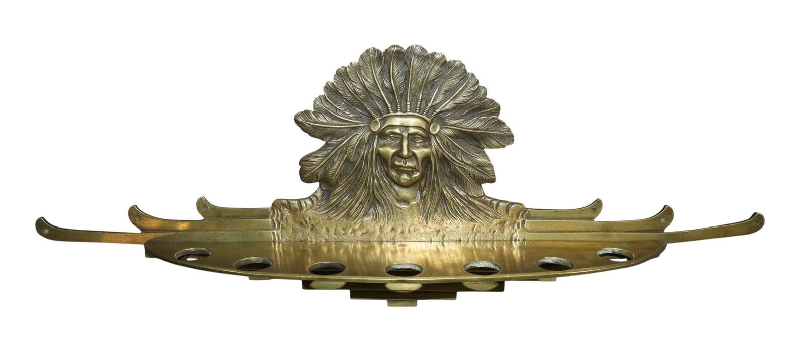 French pipe holder in bronze with Native American chief (1 of 5)