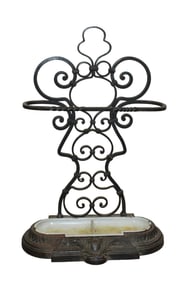 French scrolled iron umbrella stand