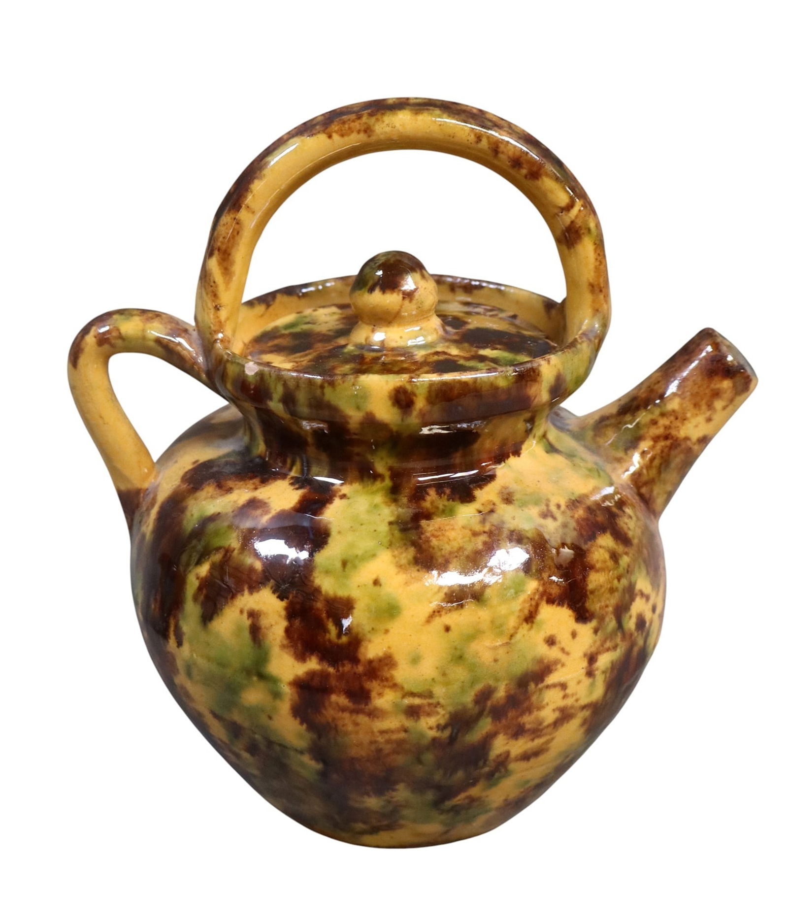 French miniature glazed terra cotta pitcher: French miniature glazed terra cotta pitcher