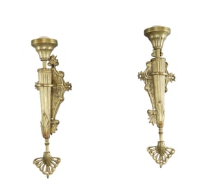 Pair of Louis XVI style gilt iron wall sconces