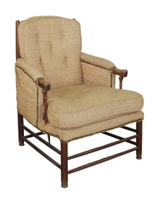 English fireside chair with tweed upholstery