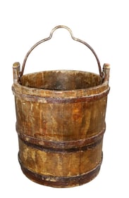 Primitive wood & iron water bucket