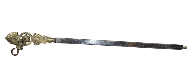 French Renaissance Revival scale arm in bronze and iron