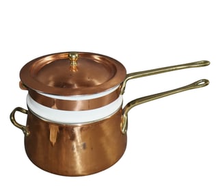 Copper double broiler with lid