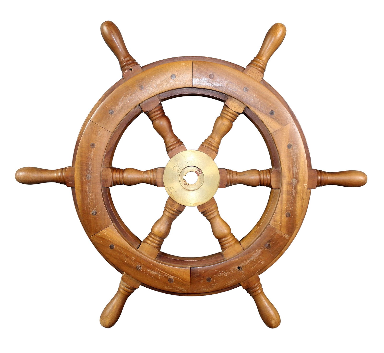 Small ships wheel in teak: Small ships wheel in teak