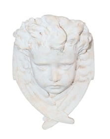 Cast plaster cherub plaque