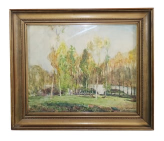 J. Wright watercolor on paper landscape painting