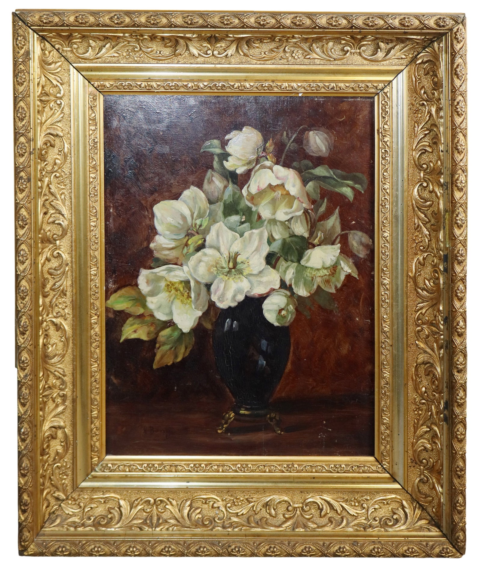 French oil on canvas still life painting with flowers (1 of 8)