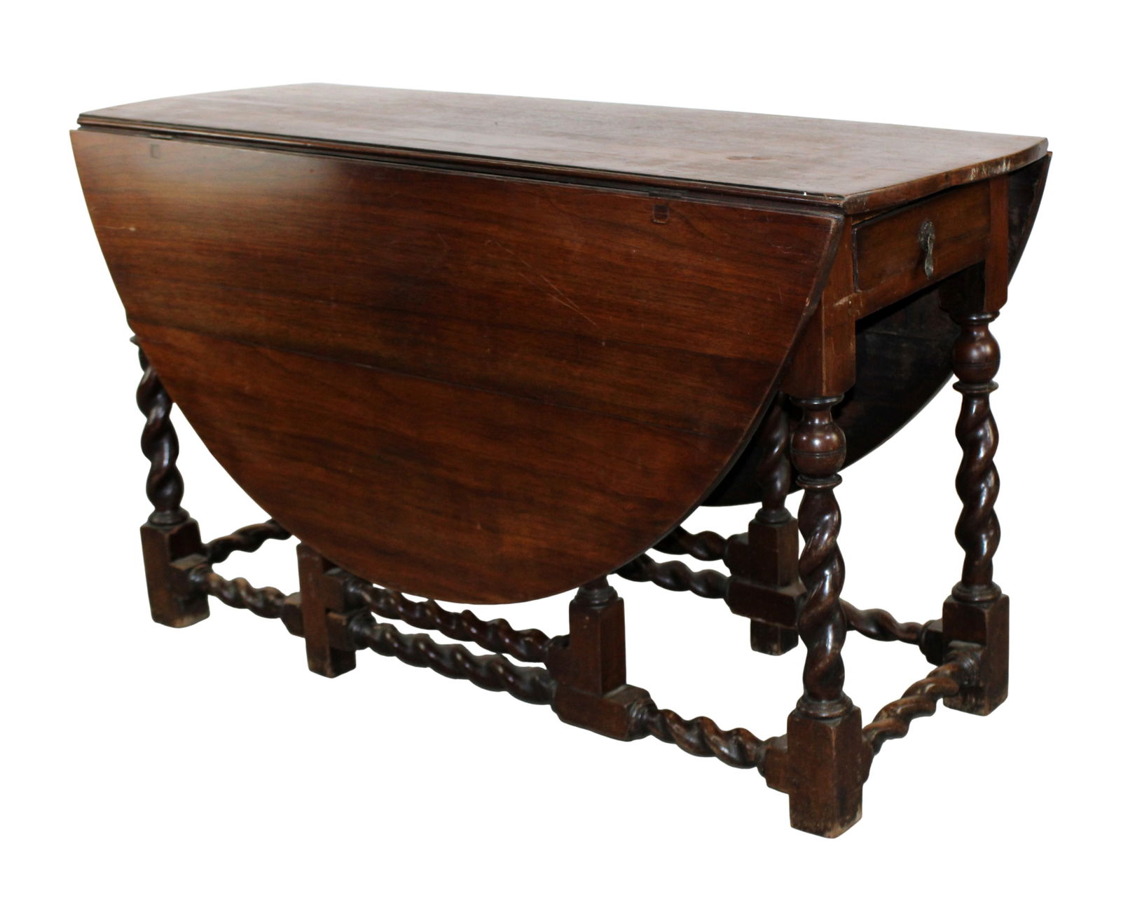 English gate leg drop side table with barley twist legs (1 of 11)