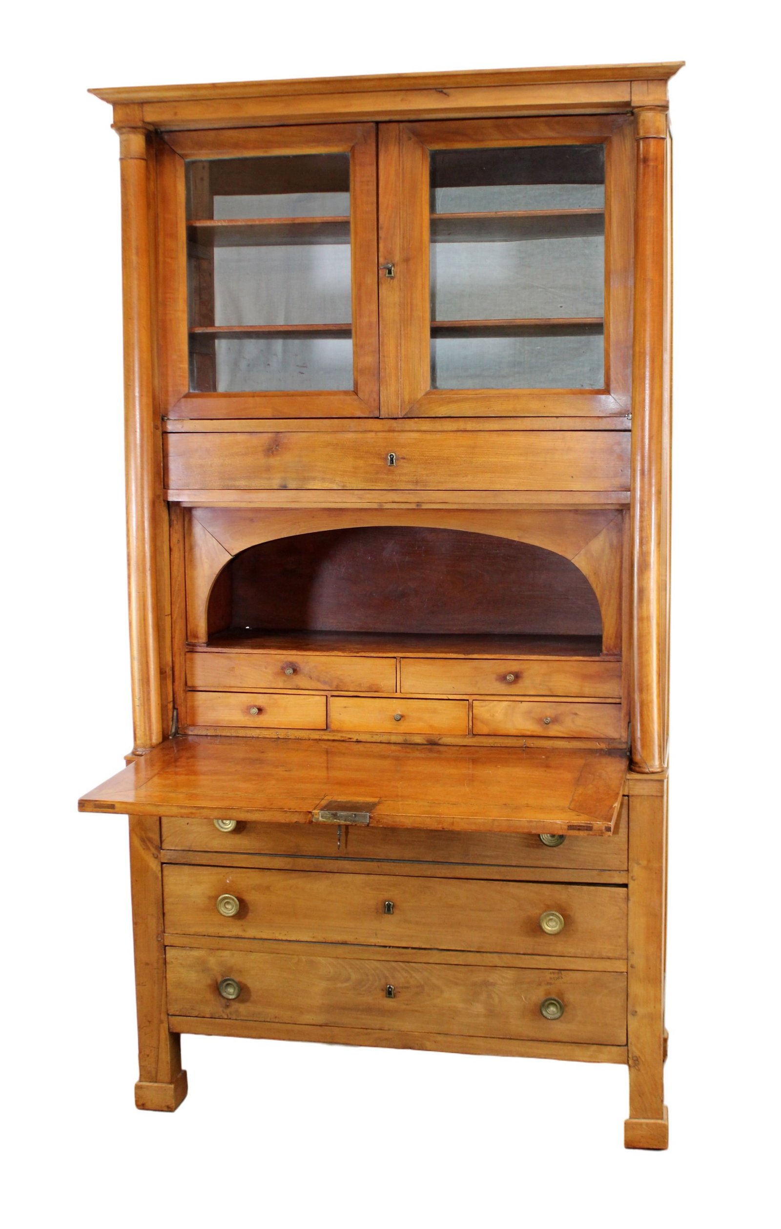 French Empire style bureau bookcase in walnut (1 of 13)