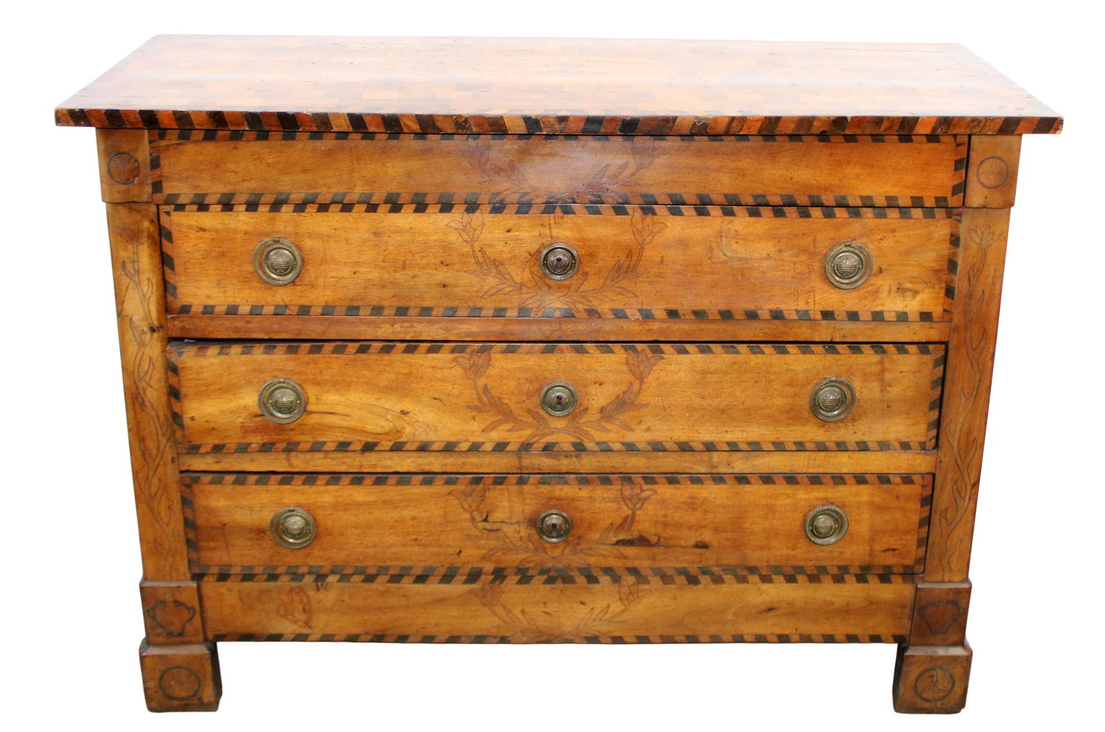 Italian marquetry 4 drawer commode in walnut (1 of 15)