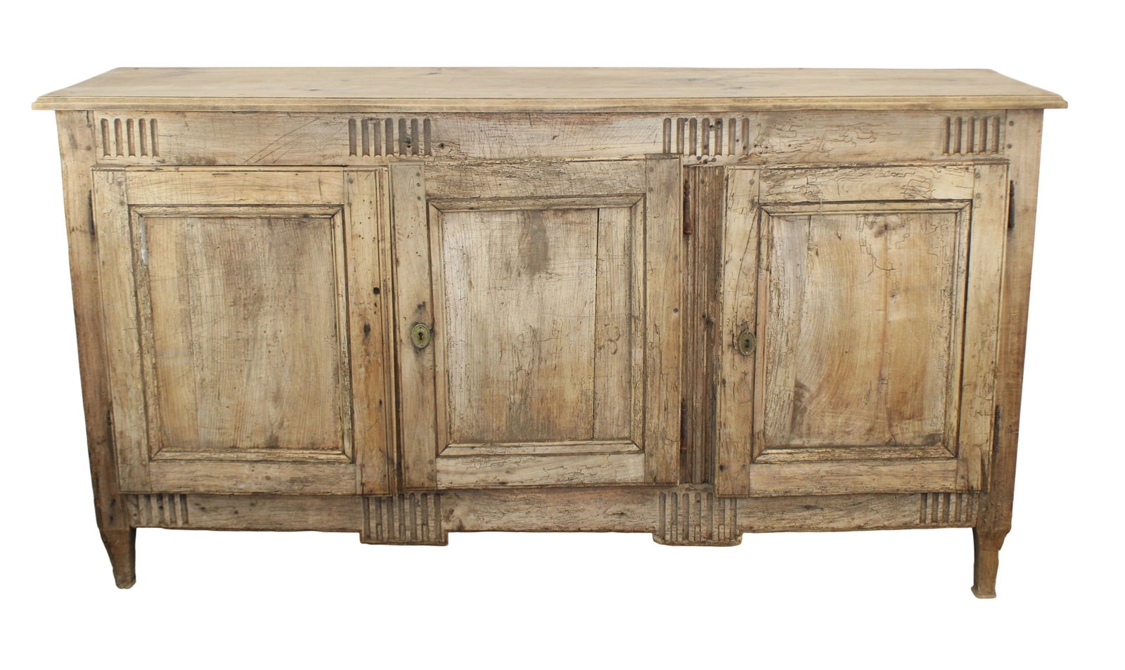 French Directoire 3 door enfilade in bleached walnut: French Directoire 3 door enfilade in bleached walnut. 38 1/4"h x 70 3/8"l x 17 7/8"d