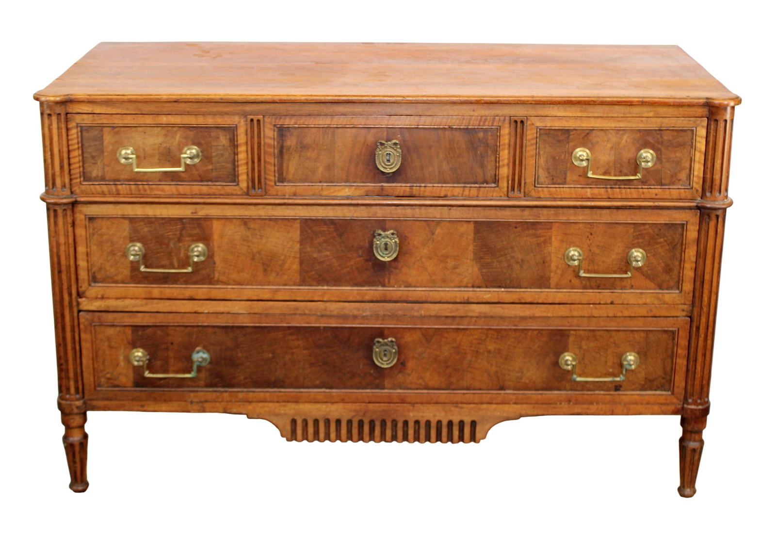 French Louis XVI style 3 drawer commode in walnut (1 of 7)